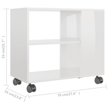 vidaXL Τραπέζι Βοηθητικό Γυαλιστ.Λευκό 70x35x55cm Επεξεργασμένο Ξύλο 1 τεμ.
