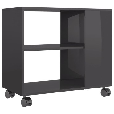 vidaXL Τραπέζι Βοηθητικό Γυαλιστ. Γκρι 70x35x55cm Επεξεργασμένο Ξύλο 1 τεμ.