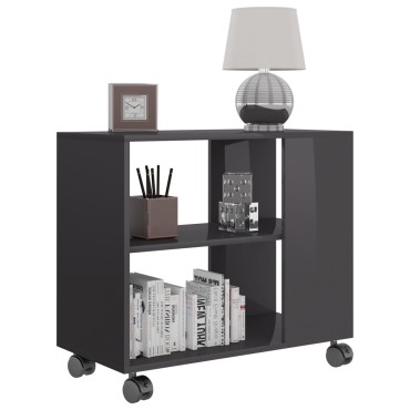 vidaXL Τραπέζι Βοηθητικό Γυαλιστ. Γκρι 70x35x55cm Επεξεργασμένο Ξύλο 1 τεμ.