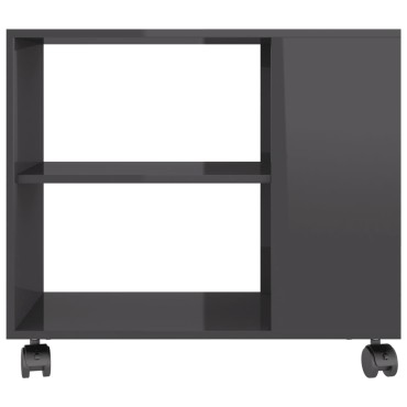 vidaXL Τραπέζι Βοηθητικό Γυαλιστ. Γκρι 70x35x55cm Επεξεργασμένο Ξύλο 1 τεμ.