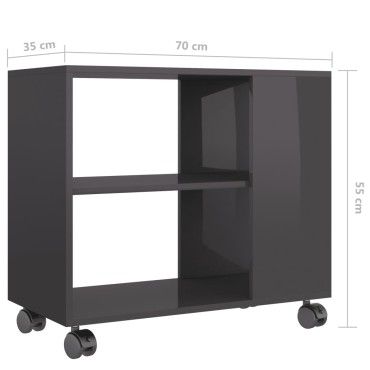 vidaXL Τραπέζι Βοηθητικό Γυαλιστ. Γκρι 70x35x55cm Επεξεργασμένο Ξύλο 1 τεμ.