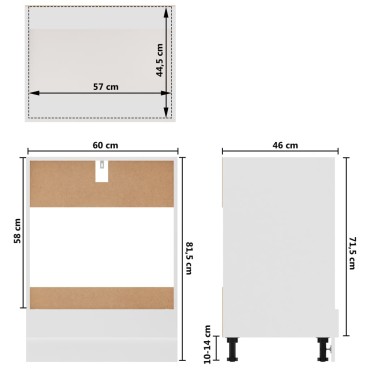 vidaXL Ντουλάπι για Φούρνο Λευκό 60x46x81,5cm Μοριοσανίδα 1 τεμ.