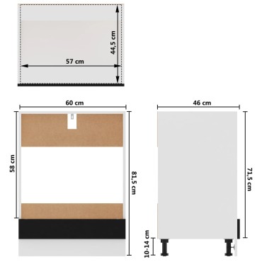 vidaXL Ντουλάπι για Φούρνο Μαύρο 60x46x81,5cm Μοριοσανίδα 1 τεμ.