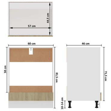 vidaXL Ντουλάπι για Φούρνο Sonoma Δρυς 60x46x81,5cm Μοριοσανίδα 1 τεμ.