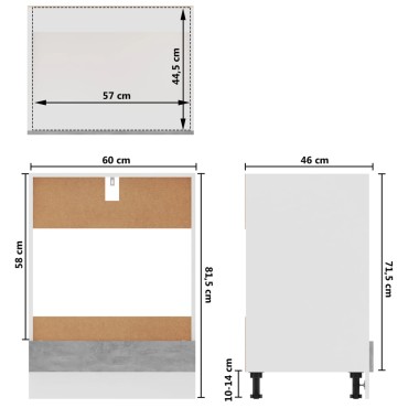 vidaXL Ντουλάπι Φούρνου "Riga" Γκρι Σκυρόδεμα 60x46x81,5cm από Τεχνητό Ξύλο 1 τεμ.