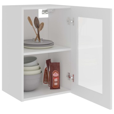 vidaXL Ντουλάπι Κρεμαστό με Τζάμι Lyon Λευκό 40x31x60cm από 1 τεμ.