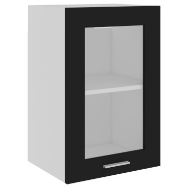 vidaXL Ντουλάπι Κρεμαστό με Τζάμι Lyon Μαύρο 40x31x60cm από 1 τεμ.
