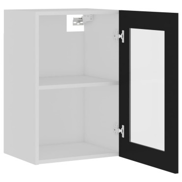 vidaXL Ντουλάπι Κρεμαστό με Τζάμι Lyon Μαύρο 40x31x60cm από 1 τεμ.