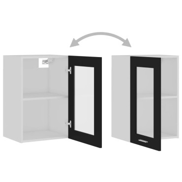 vidaXL Ντουλάπι Κρεμαστό με Τζάμι Lyon Μαύρο 40x31x60cm από 1 τεμ.