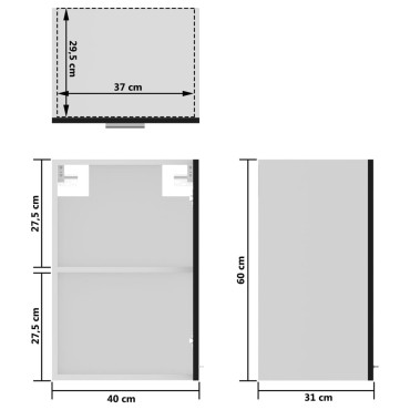 vidaXL Ντουλάπι Κρεμαστό με Τζάμι Lyon Μαύρο 40x31x60cm από 1 τεμ.