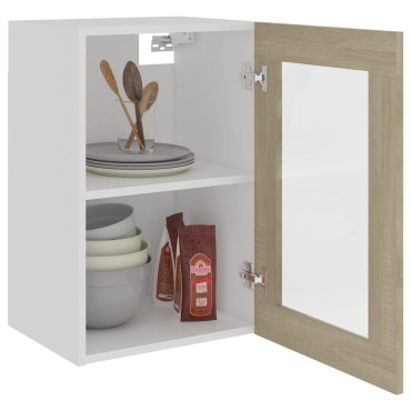 vidaXL Ντουλάπι Κρεμαστό με Τζάμι Lyon Sonoma Δρυς 40x31x60cm 1 τεμ.