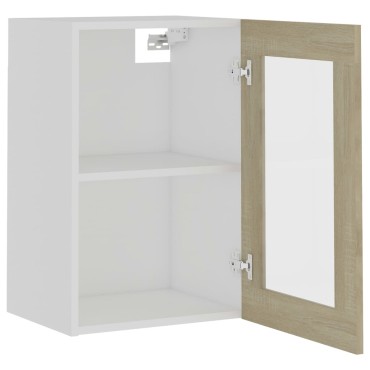vidaXL Ντουλάπι Κρεμαστό με Τζάμι Lyon Sonoma Δρυς 40x31x60cm 1 τεμ.