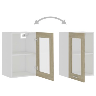 vidaXL Ντουλάπι Κρεμαστό με Τζάμι Lyon Sonoma Δρυς 40x31x60cm 1 τεμ.