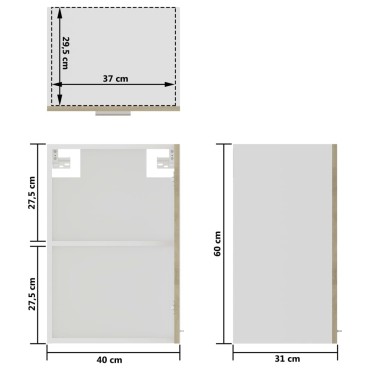 vidaXL Ντουλάπι Κρεμαστό με Τζάμι Lyon Sonoma Δρυς 40x31x60cm 1 τεμ.
