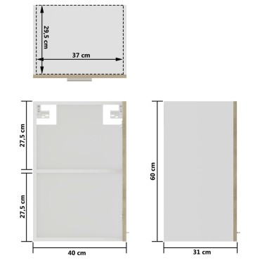 vidaXL Ντουλάπι Κρεμαστό με Τζάμι Sonoma Δρυς 40x31x60cm Μοριοσανίδα 1 τεμ.