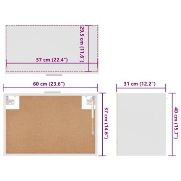 vidaXL Κρεμαστό Ντουλάπι "Lyon" Λευκό 60x31x40cm από Τεχνητό Ξύλο 1 τεμ.