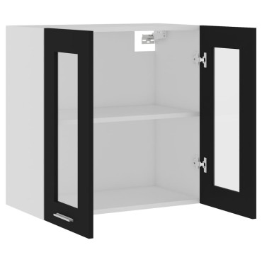 vidaXL Ντουλάπι Κρεμαστό με Τζάμι Lyon Μαύρο 60x31x60cm από 1 τεμ.
