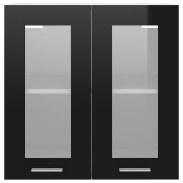 vidaXL Ντουλάπι Κρεμαστό με Τζάμι Lyon Μαύρο 60x31x60cm από 1 τεμ.