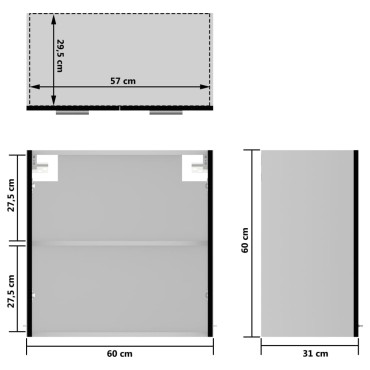 vidaXL Ντουλάπι Κρεμαστό με Τζάμι Μαύρο 60x31x60cm Μοριοσανίδα 1 τεμ.