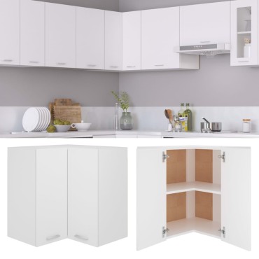 vidaXL Ντουλάπι Γωνία Κρεμαστό Lyon Λευκό 57x57x60cm από Επεξ. Ξύλο 1 τεμ.