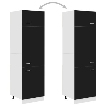 vidaXL Ντουλάπι Ψυγείου Lyon Μαύρο 60x57x207cm από Επεξ. Ξύλο 1 τεμ.