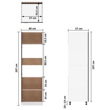 vidaXL Ντουλάπι Ψυγείου Lyon Μαύρο 60x57x207cm από Επεξ. Ξύλο 1 τεμ.
