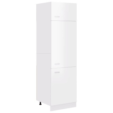 vidaXL Ντουλάπι Ψυγείου Lyon Γυαλιστερό Λευκό 60x57x207cm Επεξ. Ξύλο 1 τεμ.