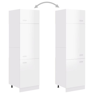 vidaXL Ντουλάπι Ψυγείου Lyon Γυαλιστερό Λευκό 60x57x207cm Επεξ. Ξύλο 1 τεμ.