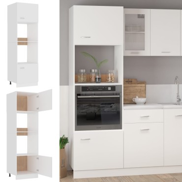vidaXL Ντουλάπι για Φούρνο Μικροκυμάτων Lyon Λευκό 60x57x207 εκ 1 τεμ.