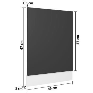 vidaXL Πρόσοψη Πλυντηρίου Πιάτων Γκρι 45x3x67cm από Μοριοσανίδα 1 τεμ.