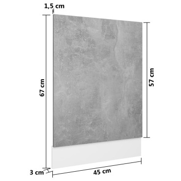 vidaXL Πρόσοψη Πλυντηρίου Πιάτων Γκρι Σκυροδ. 45x3x67cm Επεξ. Ξύλο 1 τεμ.