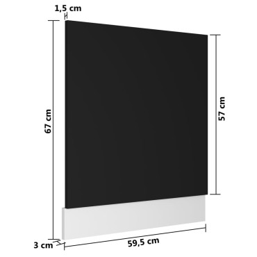 vidaXL Πρόσοψη Πλυντηρίου Πιάτων Μαύρη 59,5x3x67cm Μοριοσανίδα 1 τεμ.