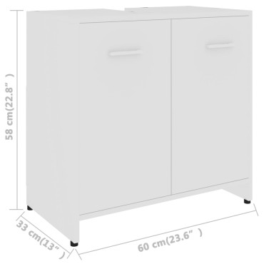 vidaXL Ντουλάπι Νιπτήρα Λευκό 60x33x61cm από Επεξ. Ξύλο 1 τεμ.