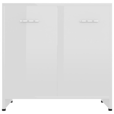vidaXL Ντουλάπι Νιπτήρα Γυαλιστερό Λευκό 60x33x61cm Επεξ. Ξύλο 1 τεμ.