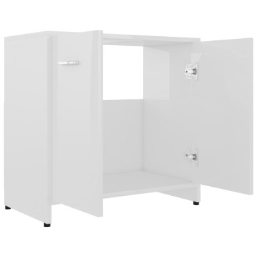 vidaXL Ντουλάπι Νιπτήρα Γυαλιστερό Λευκό 60x33x61cm Επεξ. Ξύλο 1 τεμ.