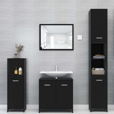 vidaXL Στήλη Μπάνιου Μαύρη 30x30x95cm από Επεξεργασμένο Ξύλο 1 τεμ.