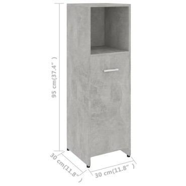 vidaXL Στήλη Μπάνιου Γκρι Σκυροδέματος 30x30x95cm Επεξεργασμένο Ξύλο 1 τεμ.