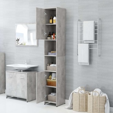 vidaXL Στήλη Μπάνιου Γκρι Σκυροδέματος 30x30x183,5cm Επεξεργ. Ξύλο 1 τεμ.