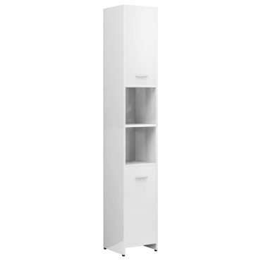 vidaXL Στήλη Μπάνιου Γυαλιστερό Λευκό 30x30x183,5cm Επεξεργασμ. Ξύλο 1 τεμ.