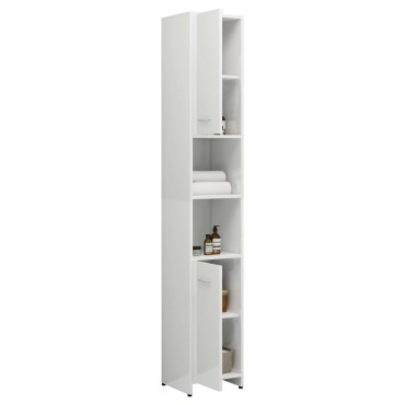 vidaXL Στήλη Μπάνιου Γυαλιστερό Λευκό 30x30x183,5cm Επεξεργασμ. Ξύλο 1 τεμ.
