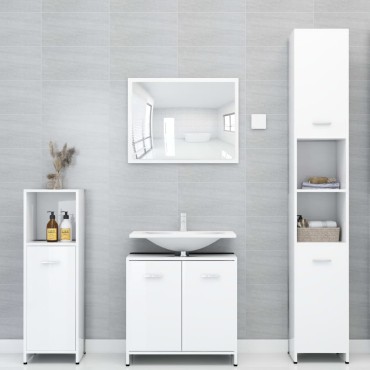 vidaXL Στήλη Μπάνιου Γυαλιστερό Λευκό 30x30x183,5cm Επεξεργασμ. Ξύλο 1 τεμ.