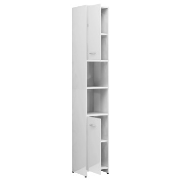 vidaXL Στήλη Μπάνιου Γυαλιστερό Λευκό 30x30x183,5cm Επεξεργασμ. Ξύλο 1 τεμ.