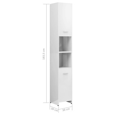 vidaXL Στήλη Μπάνιου Γυαλιστερό Λευκό 30x30x183,5cm Επεξεργασμ. Ξύλο 1 τεμ.