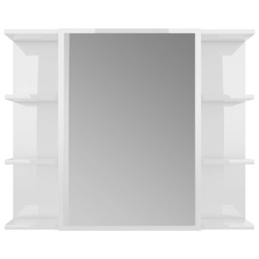 vidaXL Καθρέφτης Μπάνιου Γυαλιστερό Λευκό 80x20,5x64cm Μοριοσανίδα 1 τεμ.