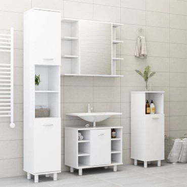 vidaXL Στήλη Μπάνιου Λευκή 30x30x95cm από Επεξ. Ξύλο 1 τεμ.