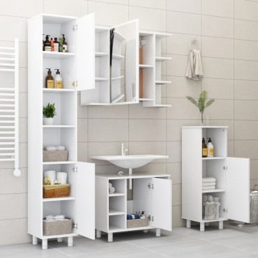vidaXL Στήλη Μπάνιου Λευκή 30x30x95cm από Επεξ. Ξύλο 1 τεμ.