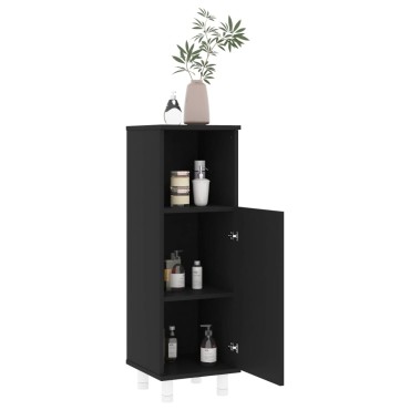 vidaXL Στήλη Μπάνιου Μαύρη 30x30x95cm από Επεξ. Ξύλο 1 τεμ.