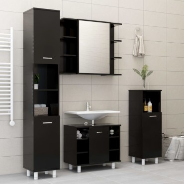 vidaXL Στήλη Μπάνιου Μαύρη 30x30x95cm από Επεξ. Ξύλο 1 τεμ.