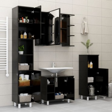 vidaXL Στήλη Μπάνιου Μαύρη 30x30x95cm από Επεξ. Ξύλο 1 τεμ.