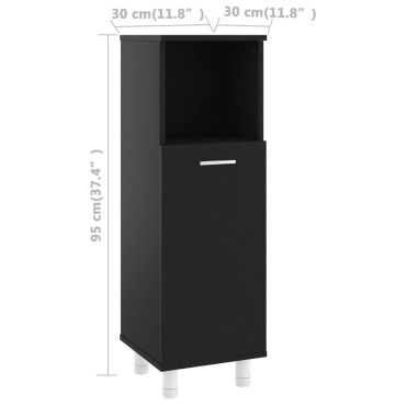 vidaXL Στήλη Μπάνιου Μαύρη 30x30x95cm από Επεξ. Ξύλο 1 τεμ.